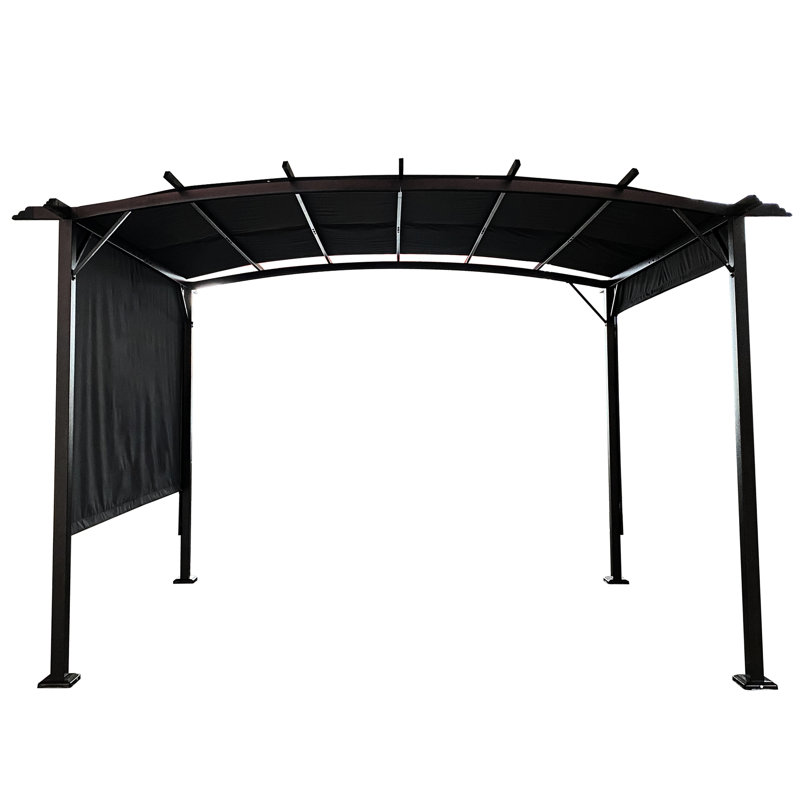 Outdoor Pergola With Retractable Shade Canopy - 12 X 9 Ft Steel Frame For Garden Enjoyment And Relaxation Gazebo Ft, Sun Protection