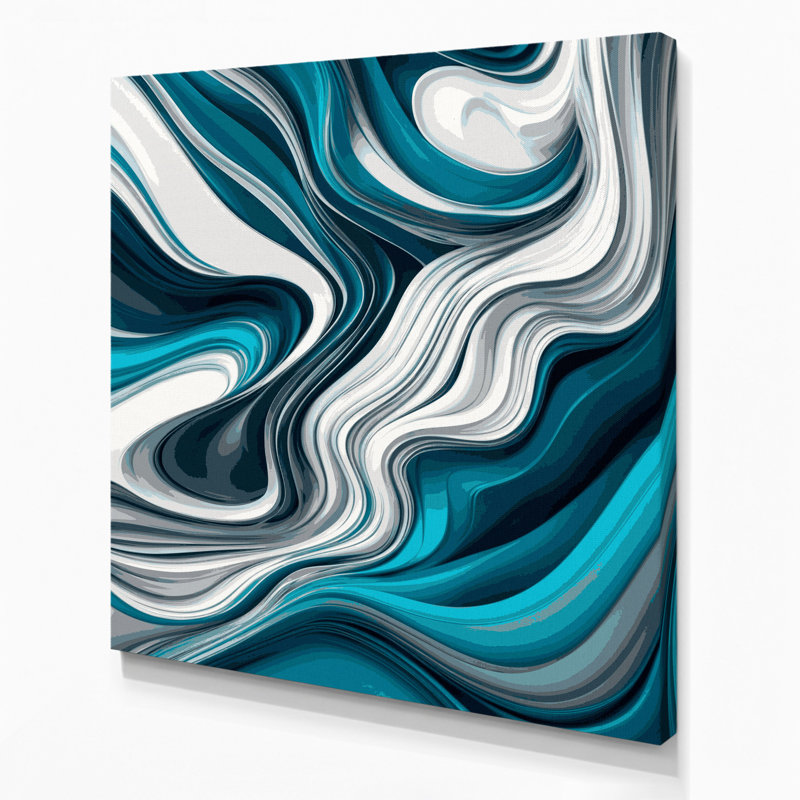 Art numérique sur toile bleue, "Abstraction numérique" 49, H 12 po x l 12 po
