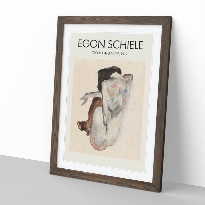 Portrait of a Woman Vol.8 Print by Egon Schiele - Picture Frame Painting, 65cm H x 48cm W x 2cm D, Walnut Framed