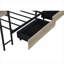 Lit plateforme d'angle avec rangement, structure moderne en bois aggloméré et en métal, gris classique