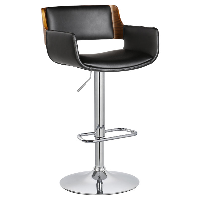 Swivel Upholstered Adjustable Height Counter Stool with Metal Frame, Black