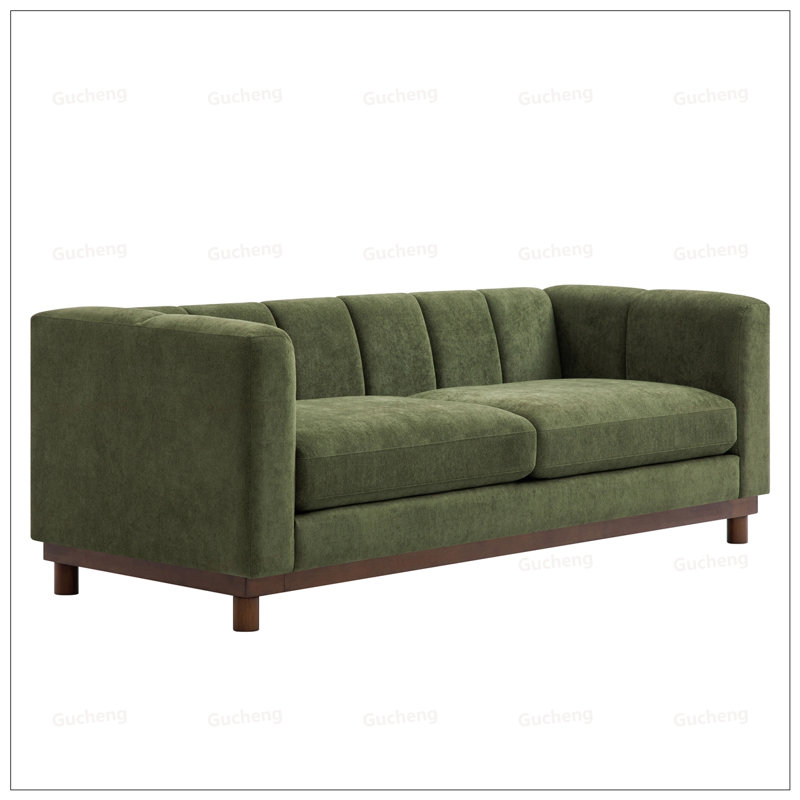 Causeuse-canapé moderne pour salon, appartement et petit espace avec sièges spacieux et revêtement en chenille durable, Vert