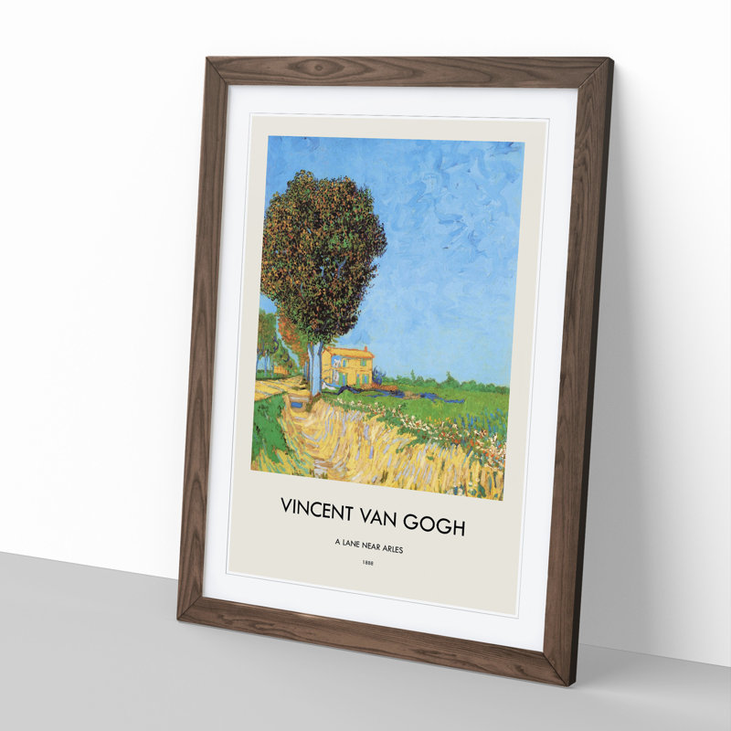A Lane Near Arles by Vincent Van Gogh - Picture Frame Painting, Walnut Framed, 48cm H x 36cm W x 2cm D