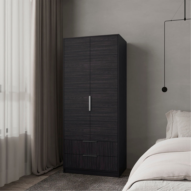 Armoire 2 portes avec tringle et 2 tiroirs
