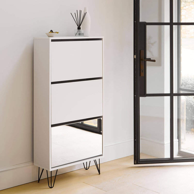 Azeil Flip Down Shoe Storage, 3 Shelves, White