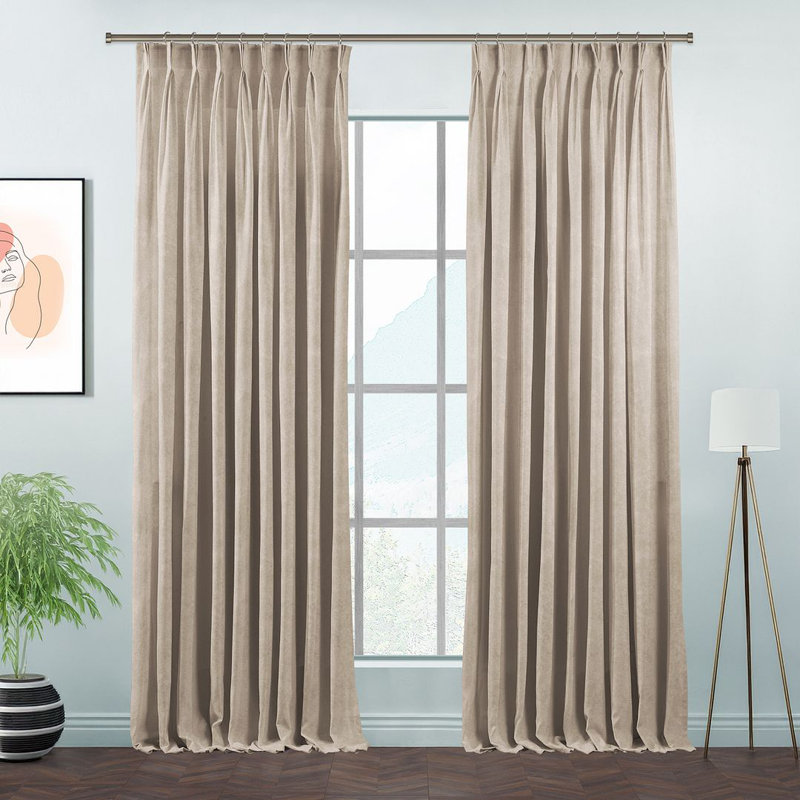 Room Darkening Single Curtain Panel, Seashell, 130 W x 265 D cm