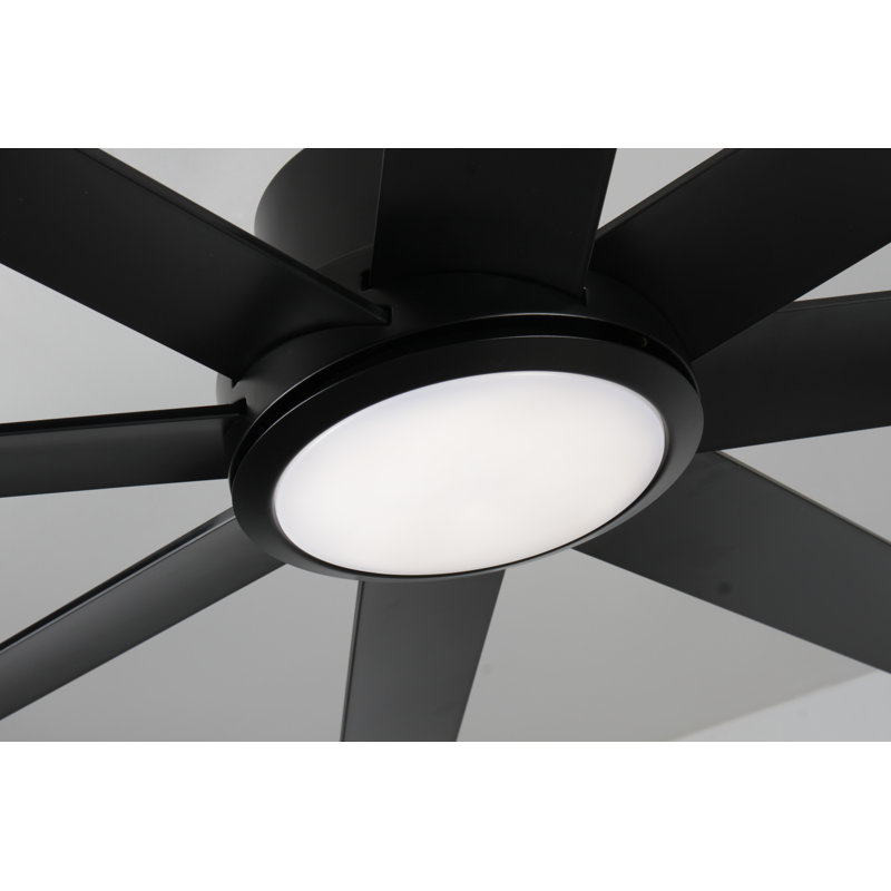 72 In. Ceiling Fan With 3-colours Led Light, Dimmer, Reversible Dc Motor And Remote Control, Black, Black