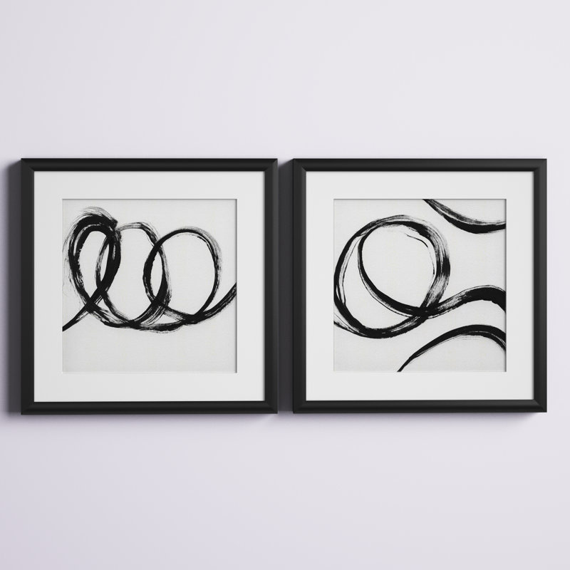 «Gestural Marks III», ensemble de 2 reproductions encadrées, Cadre noir