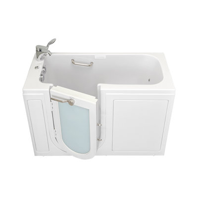 Ella Lounger 27"x60" Acrylic Air and Hydro Massage Walk-In Bathtub with Left Outward Swing Door, 2 Piece Fast Fill Faucet, 2" Dual Drain, Digital Controller