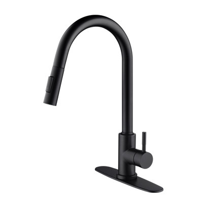 Robinet de cuisine noir mat en acier inoxydable tactile avec tirette. Tête de pulvérisation pivotante 360 pour un nettoyage intensif de l'évier. Corrosion et rouille - Fabrication. Contrôle facile du débit d'eau