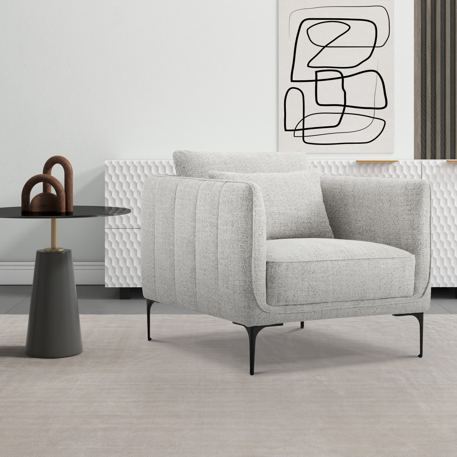 Rae 2-Piece Linen Living Room Set, Gray Heathered Polyester