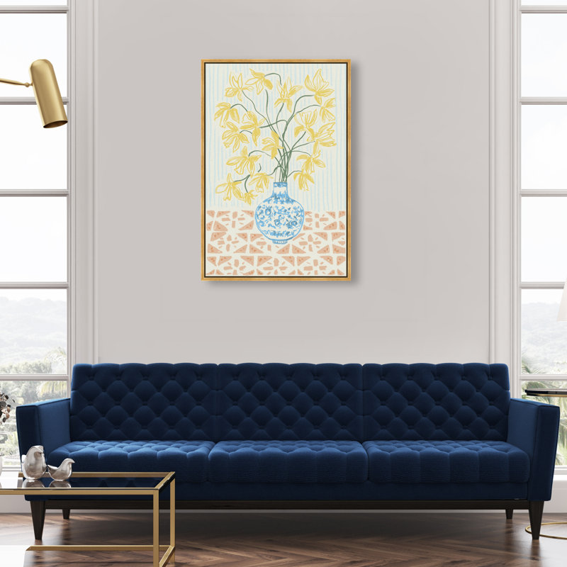 Yellow Iris Summer Print by Oliver Gal, 25"H x 17"W, Gold Floater Frame