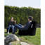 Fauteuil à billes de qualité supérieure, noir uni, 27,6 po x 31,5 po x 13,8 po | 100% polyester imperméable, rembourrage 100% en mousse de polystyrène, fermeture à glissière dissimulée | Conception moderne pour le divertissement à l'extérieur, capacité de 440 lb-674263930