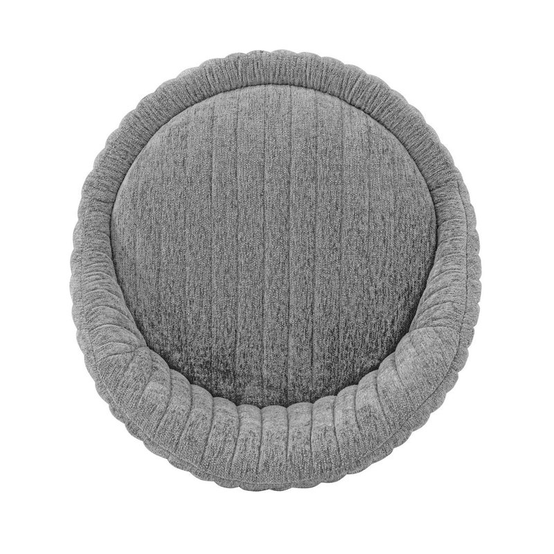 Gray Boucle Upholstered Swivel Accent Chair with Gold Base