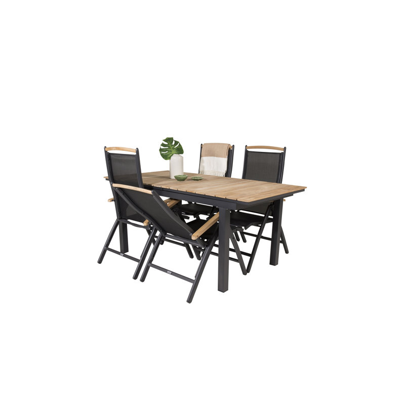 Anoki 4 - Person Teak Patio Dining Set with Extendable Rectangular Table