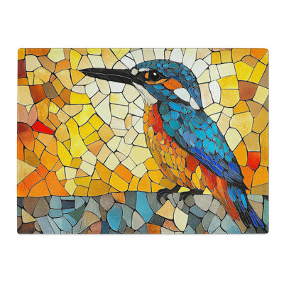 Kingfisher Graphic  Glass Chopping Board