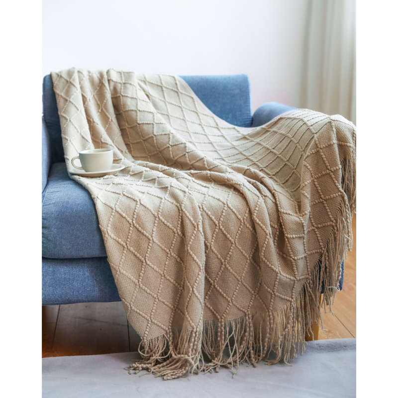 Knitted Throw Blanket, Khaki