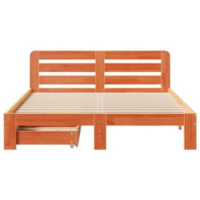 Bed Frame Without Mattress 140X190 Cm Solid Wood Pine