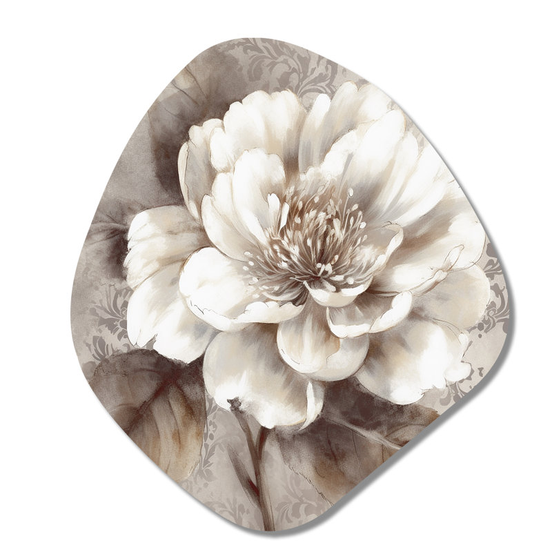 Décoration murale irrégulière en forme de nébuleuse pivoines grises sur branche III, H 35 po x l 31 po x P 1 po