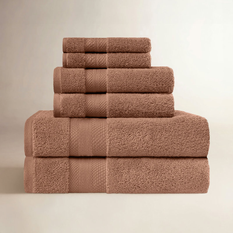 Collection de serviettes finlandaises en peluche 100% turque, Taupe, Ensemble 6 serviettes de bain