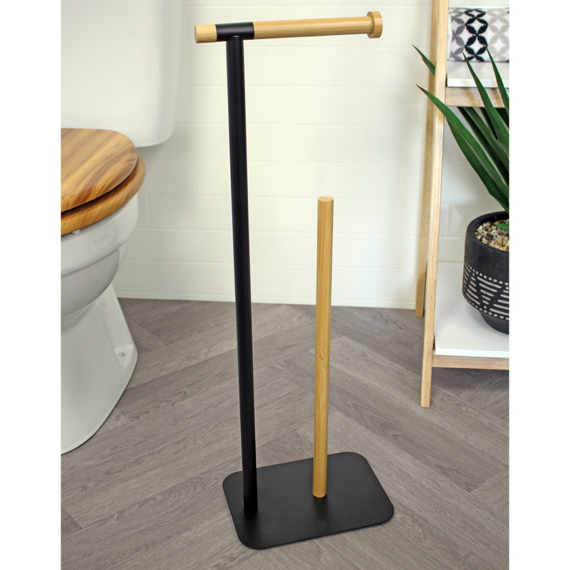 Richae Free Standing Toilet Paper Holder, Black