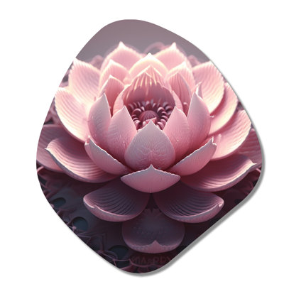 Tender Blossoming Pink Lotus Flower I - Lotus Nebula Shape Asymmetric Metal Wall Art