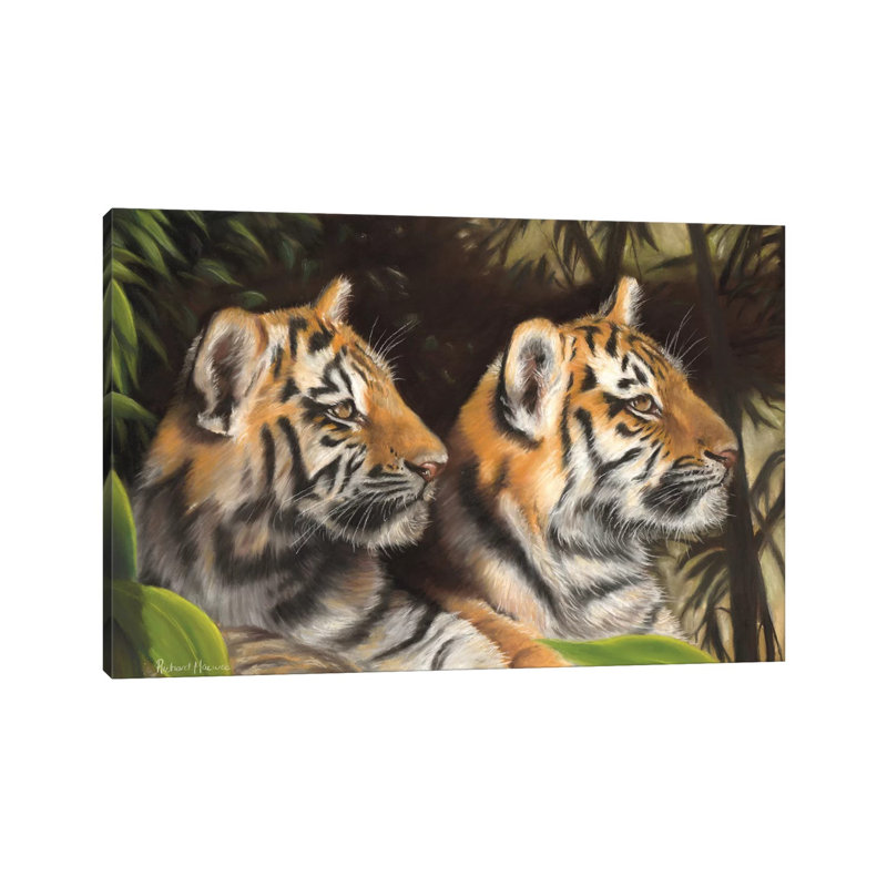 Tiger Cubs by Richard Macwee - Wrapped Canvas Painting, 20.32 cm H x 30.48 cm W