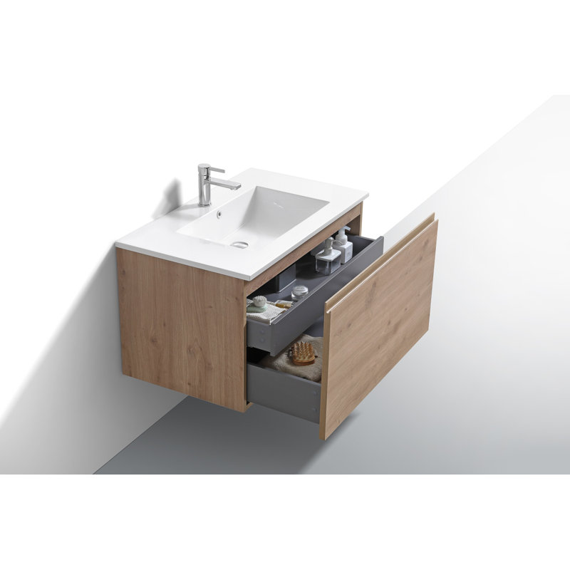 Carolgene 35.85 " W Free Standing Wall Mounted 1 Single Vanity Bathroom Vanity With Acrylic Top