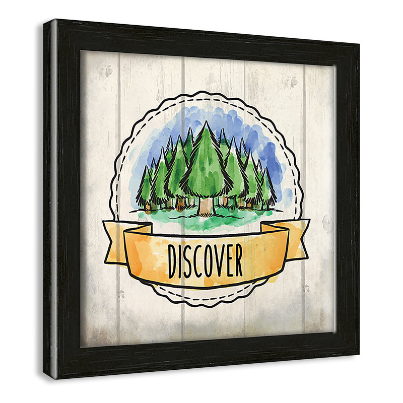 «Adventure is out There», art encadré 3, 8" H x 8" W x 1.18" D, Cadre boîte à grain de bois noir