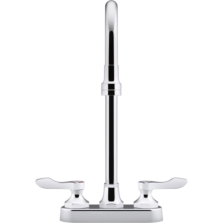Triton Bowe 0.5 GPM Centerset Bathroom Sink Faucet with Laminar Flow, Gooseneck Spout and Lever Handles, Drain Not Included