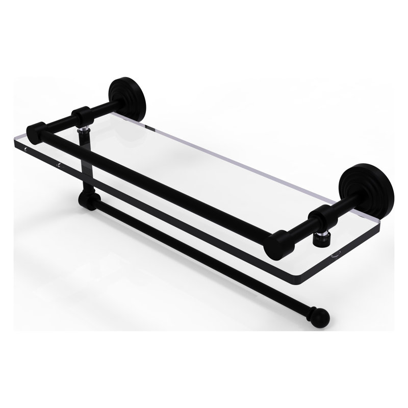 Beresford Bracket Shelf with Towel Bar, Matte Black