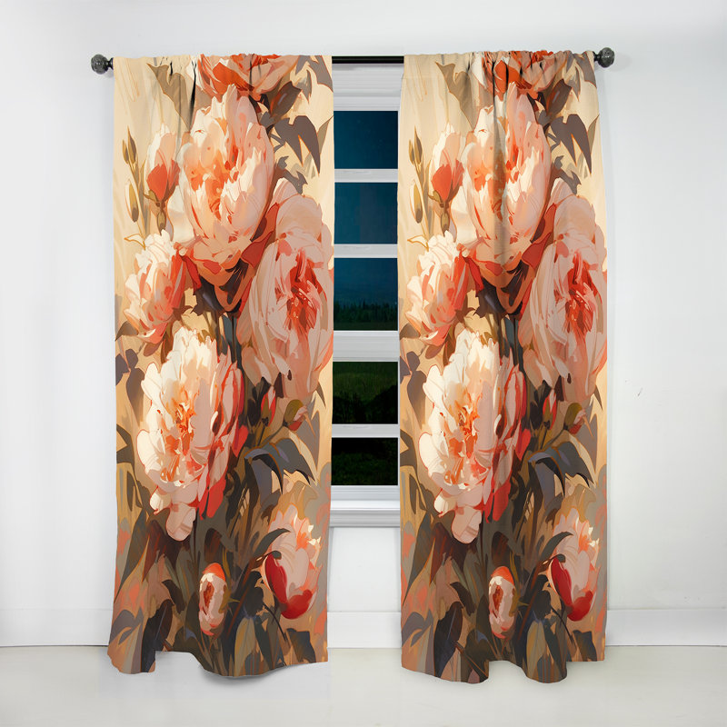 Burns Peony Whispers Bouquet III - Peony Curtain - Velvet Room Darkening - 1 panel, 52" W x 84" L