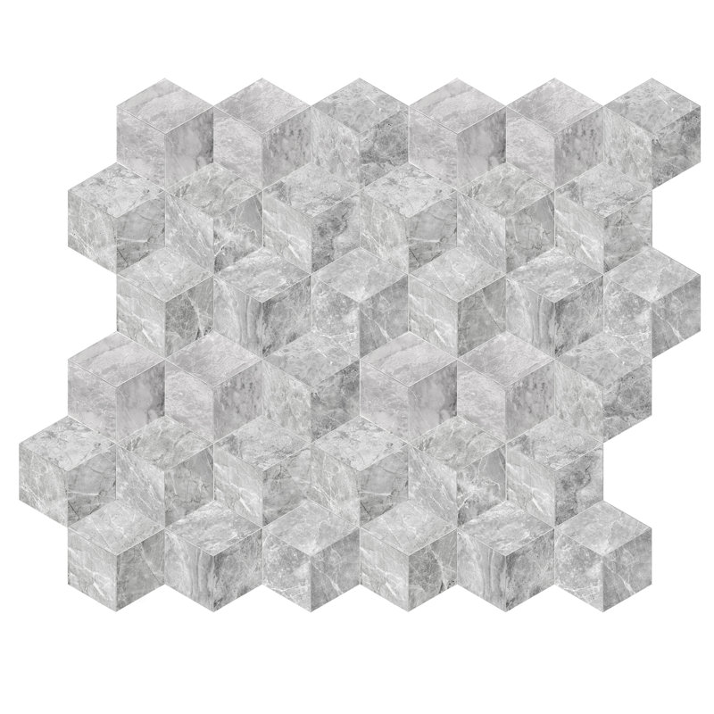 Carreau de marbre hexagonal, marbre gris de Carrare, marbre naturel, pour mur et plancher, carreau de marbre poli, pierre naturelle, 1 boîte de 12 pièces