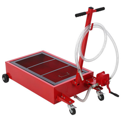 Bac de vidange d'huile 20 gallons avec pompe manuelle, réservoir de vidange d'huile à profil bas de 76 L avec poignée et roues pliables, chariot de vidange d'huile pour boyau de 8 pieds pour voiture, VUS, camions