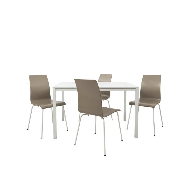 4 - Person Four Leg Dining Set, Gray/Chrome, White
