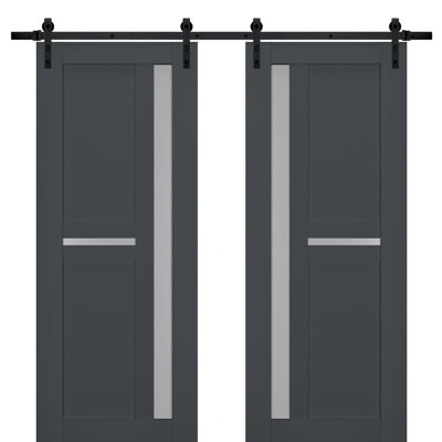 Veregio Frosted Glass Paneled Wood Barn Doors