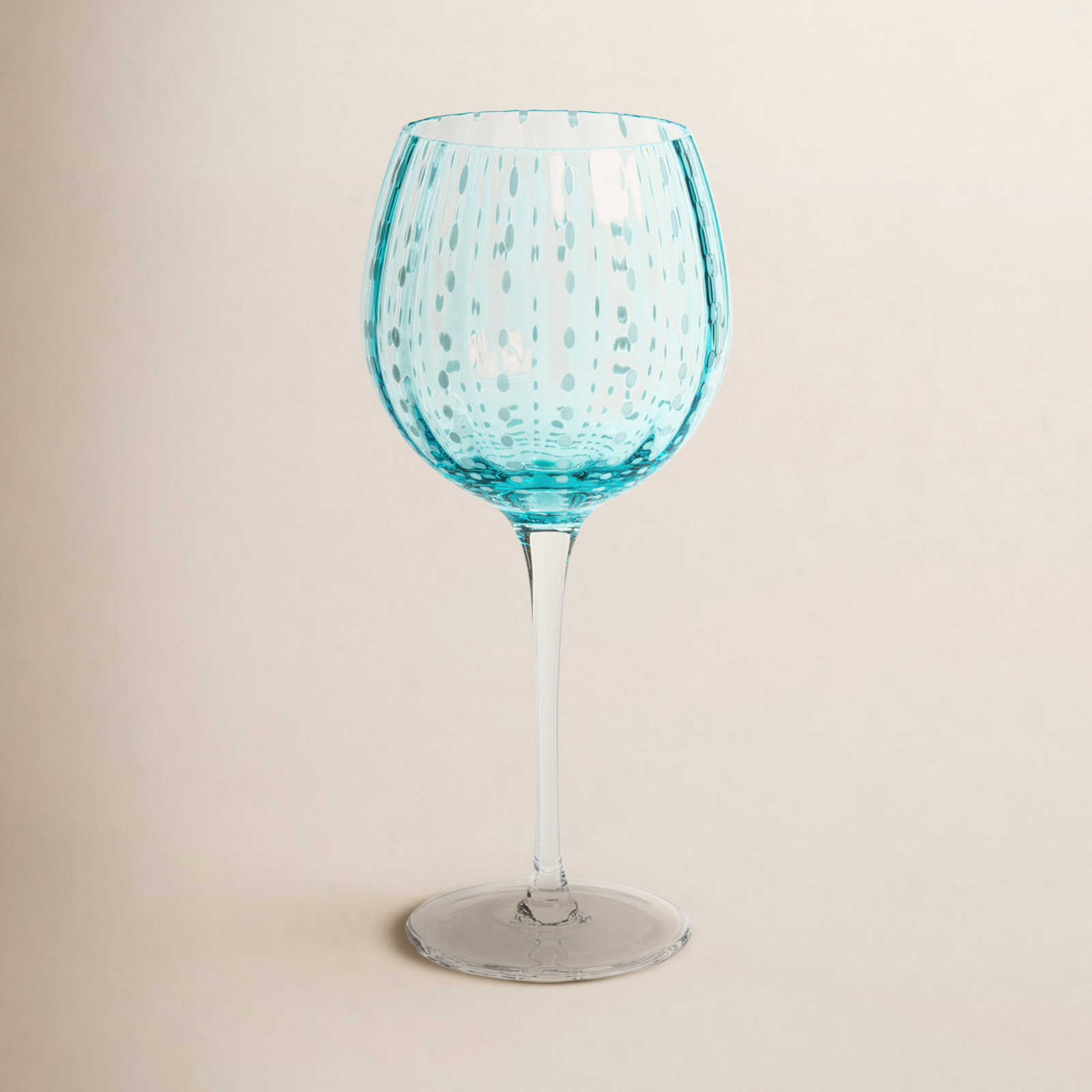 Pescara Dot Wine Glasses, Aqua Blue