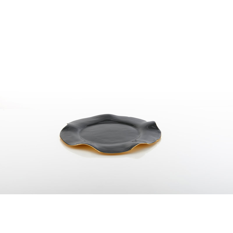 Plaque décorative abstraite en métal à volants Posh & luxe, H 1 po x l 12 po x P 12 po, Graphite