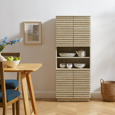 Render Tall Faux Travertine Linen Storage Cabinet In Travertine