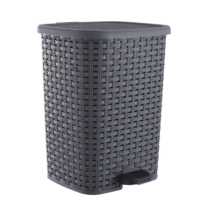 Poubelle à pédale en osier, H 17 po x l 13 po x P 14 po, Gris