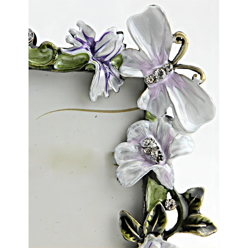 Charming Purple Flower Pattern Rectangle Metal Photo Frame Home Decor Desktop Picture Frame Table Top Frame 3 X 3.5