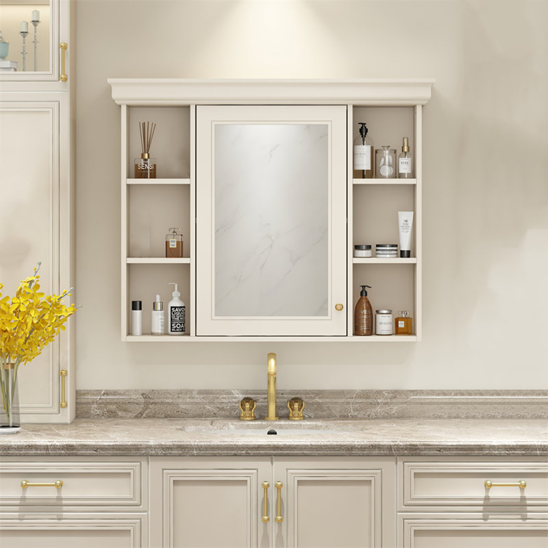 Armoire de salle de bain Moreauville, Crème, crème