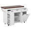 Îlot de cuisine Hawke avec table de salle à manger extensible, armoire de rangement et roulettes-125902292