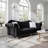 88.6" Chesterfield Sofa, Velvet Couch with Crystal Diamond Inlay on Seat & Back, Black-115948911