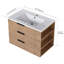 Lavabo de meuble-lavabo mural 30 po avec tiroir à fermeture en douceur et lavabo à compartiment latéral, pouces. Et un plateau. Imitation de chêne, contreplaqué stable et durable