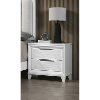 Moderne, blanc, 2 tiroirs, table de chevet de rangement, style contemporain, bois, pièce de chambre à coucher, finition de texture moderne, contemporain,