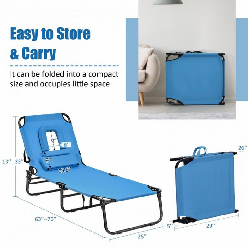 Breea Outdoor Chaise Lounge , Cushion Included, Blue