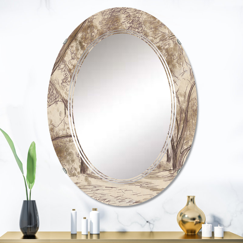 Miroir mural rétro, sépia, 36 po x 24 po