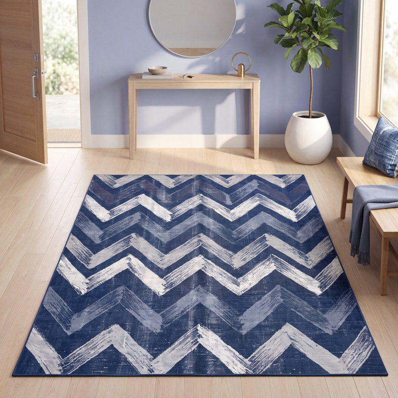 Tapis à rayures Fritillary Modern Brushstroke, Rectangle 9 pi 10 po x 13 pi 1 po