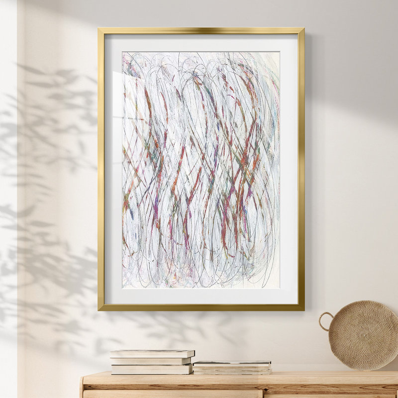 White Infinity II -Framed Print, 25.5" H x 17.5" W, Gold